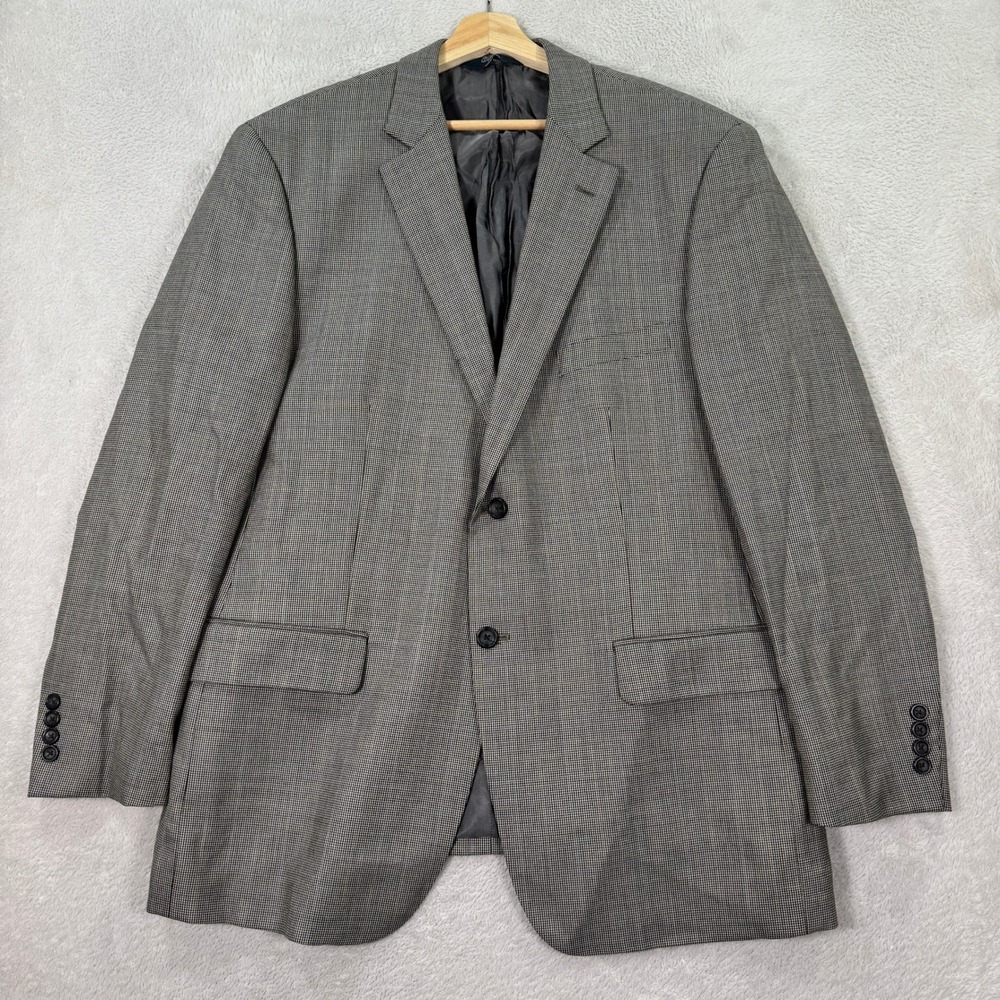NEW Ponto Uomo Platinum Mens 46R Wool Blazer‎ Jacket Houndstooth Casual Preppy